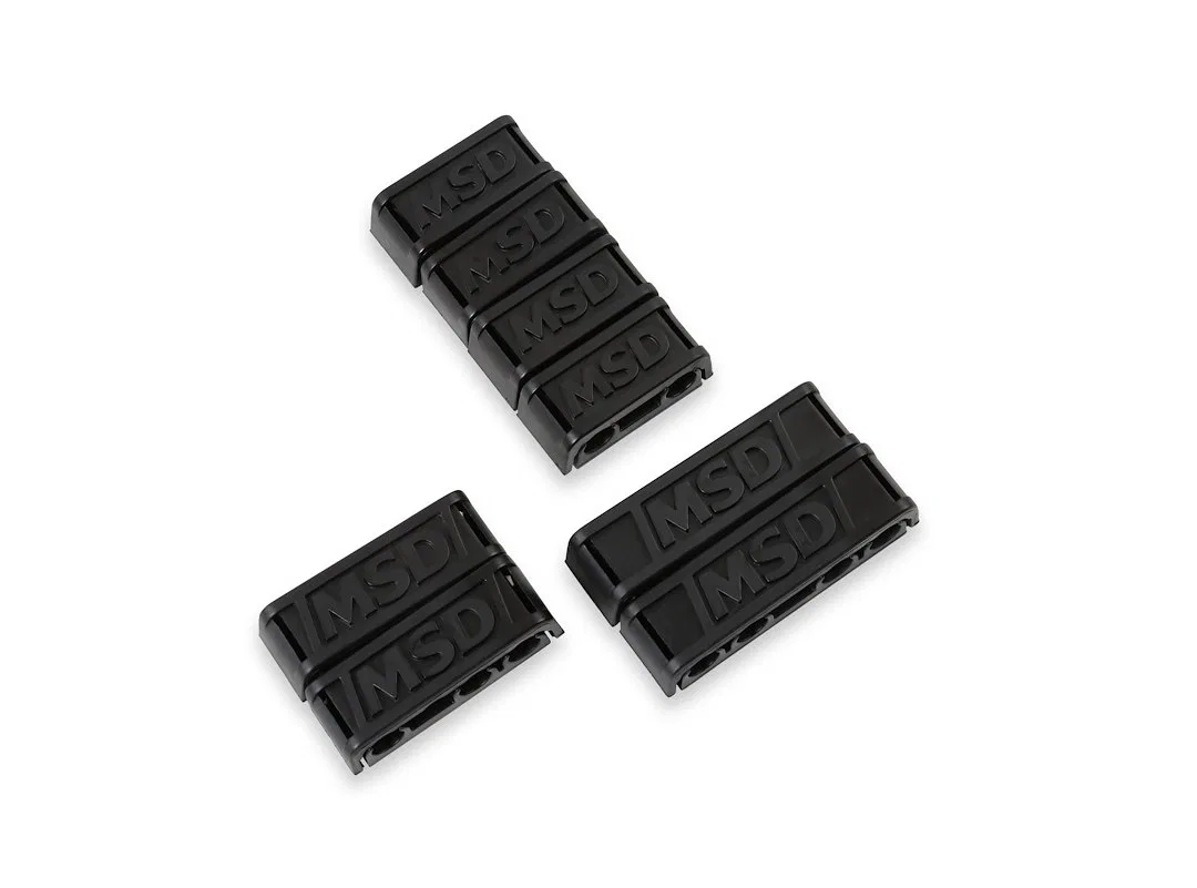 8843 – MSD CO. Spark Plug Wire Separator, 8-8.5 Millimeter Spark Plug Wire No Loom Black Plastic MSD Logo Black